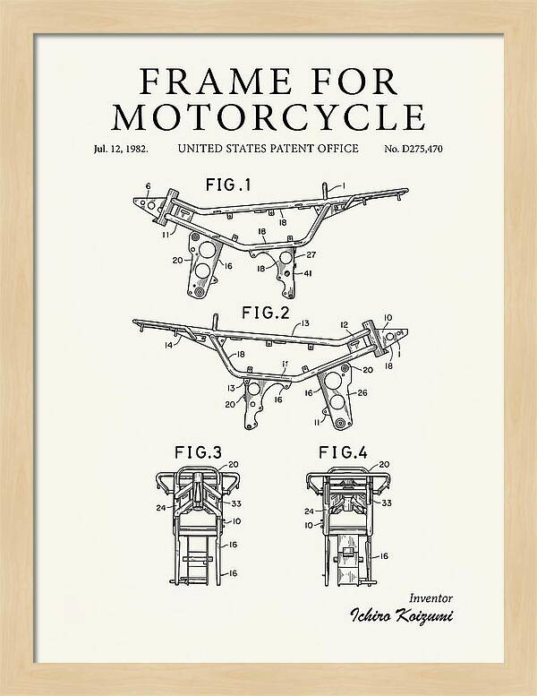 Frame For Motorcycle Minimalist Patent Usd275470s