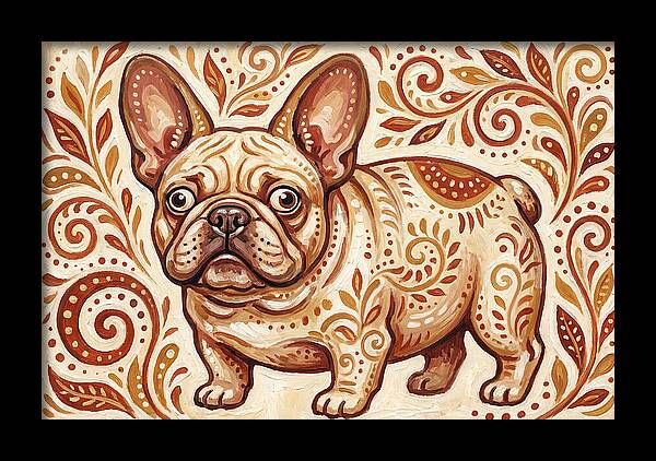 French Bulldog Folk Art