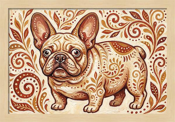 French Bulldog Folk Art