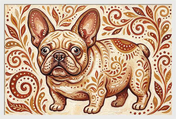 French Bulldog Folk Art