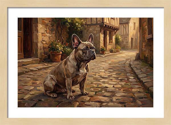 French Bulldog In A Cobblestone Street