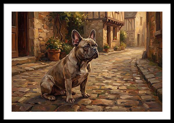 French Bulldog In A Cobblestone Street