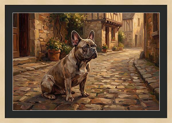 French Bulldog In A Cobblestone Street