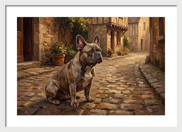 French Bulldog In A Cobblestone Street