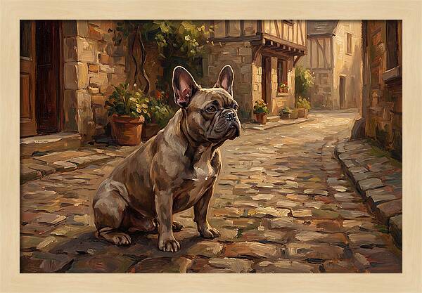 French Bulldog In A Cobblestone Street