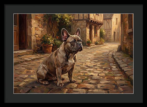 French Bulldog In A Cobblestone Street