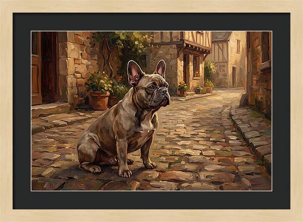 French Bulldog In A Cobblestone Street