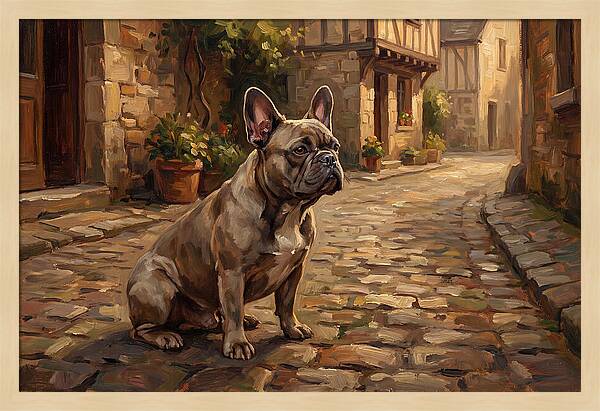 French Bulldog In A Cobblestone Street