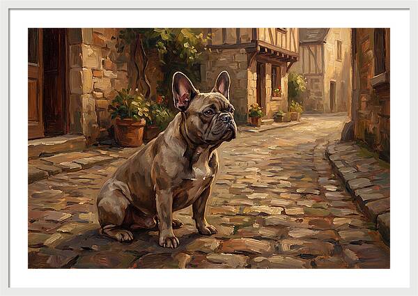 French Bulldog In A Cobblestone Street