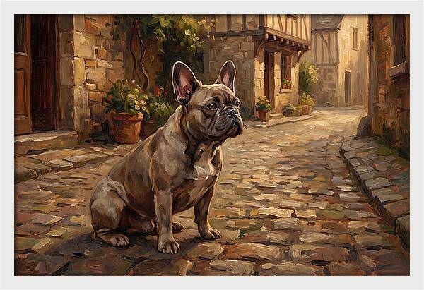 French Bulldog In A Cobblestone Street