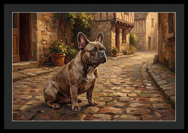 French Bulldog In A Cobblestone Street