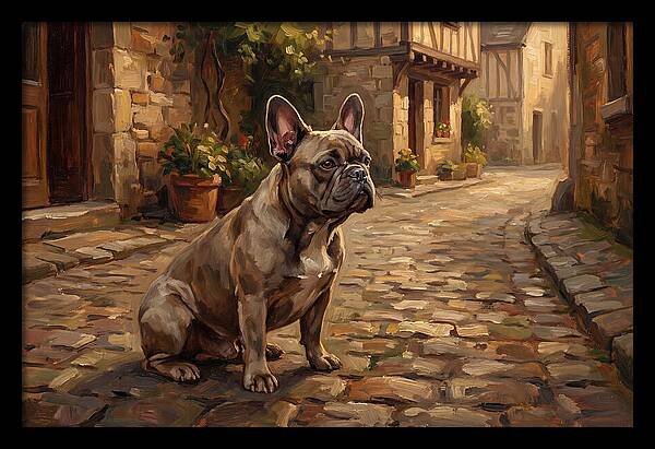 French Bulldog In A Cobblestone Street