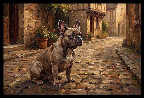French Bulldog In A Cobblestone Street