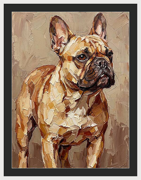 French Bulldog Portrait In Palette Knife Style