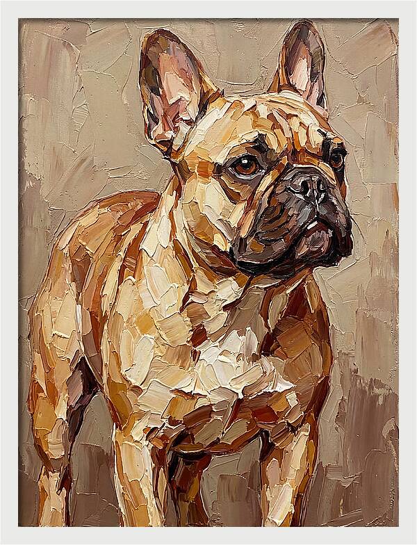 French Bulldog Portrait In Palette Knife Style