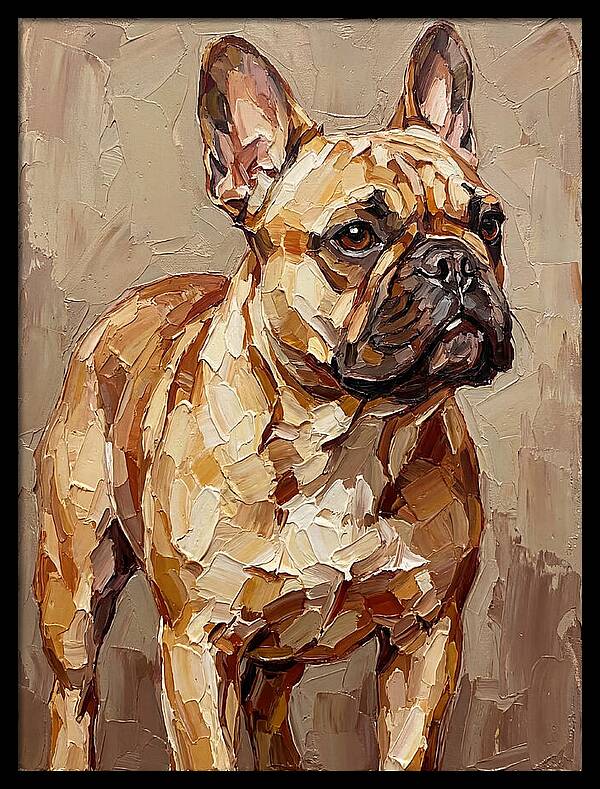 French Bulldog Portrait In Palette Knife Style