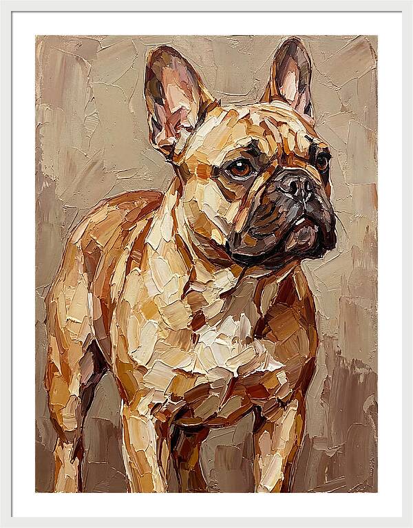 French Bulldog Portrait In Palette Knife Style