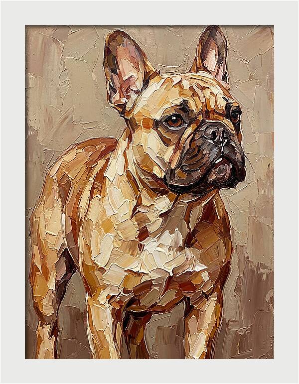 French Bulldog Portrait In Palette Knife Style