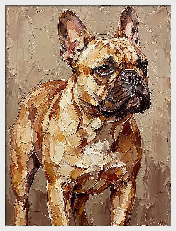 French Bulldog Portrait In Palette Knife Style