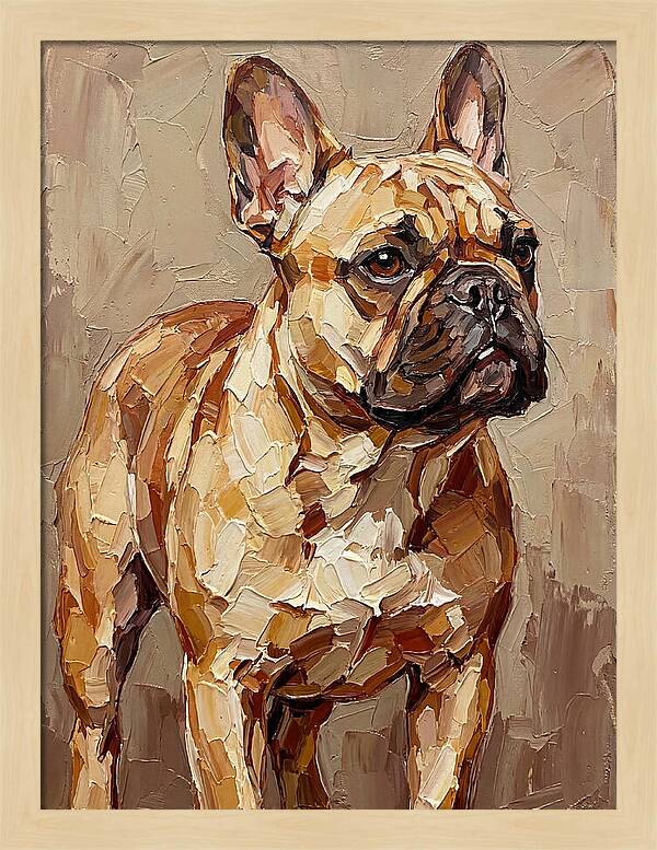 French Bulldog Portrait In Palette Knife Style