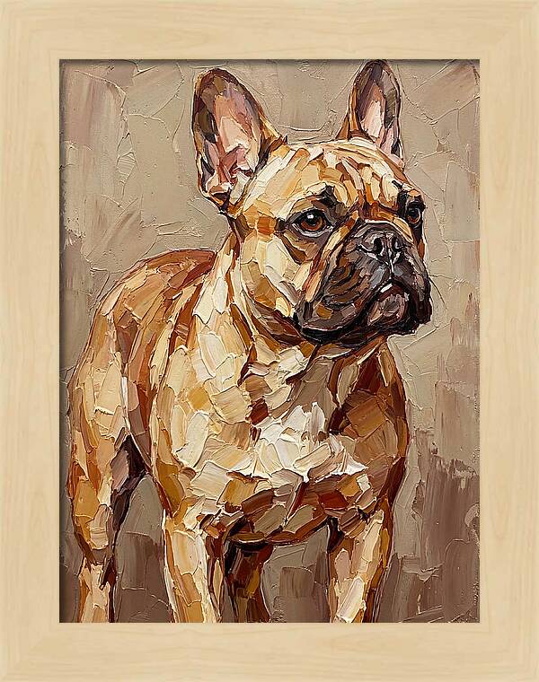 French Bulldog Portrait In Palette Knife Style