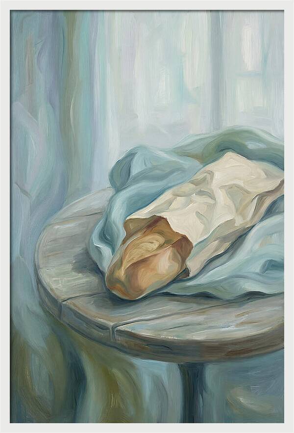 Fresh Baguette On Cafe Table