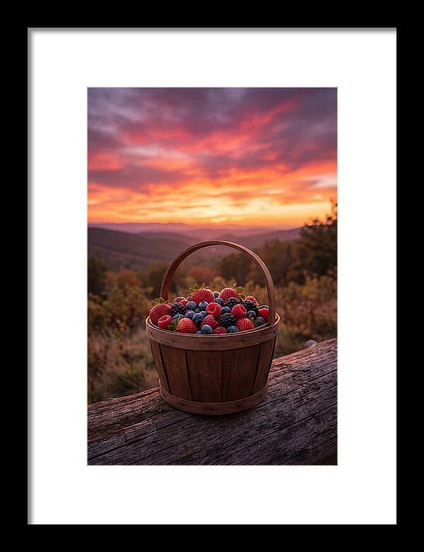 Fresh Berries In A Sunset Basket