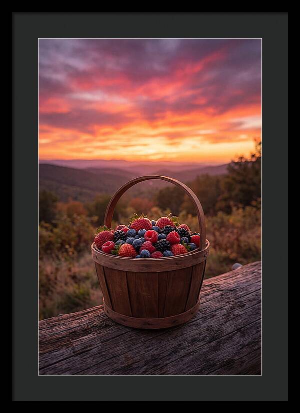 Fresh Berries In A Sunset Basket