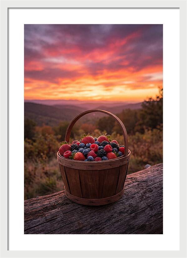 Fresh Berries In A Sunset Basket