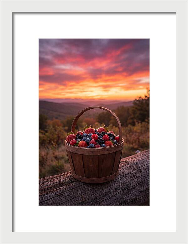 Fresh Berries In A Sunset Basket