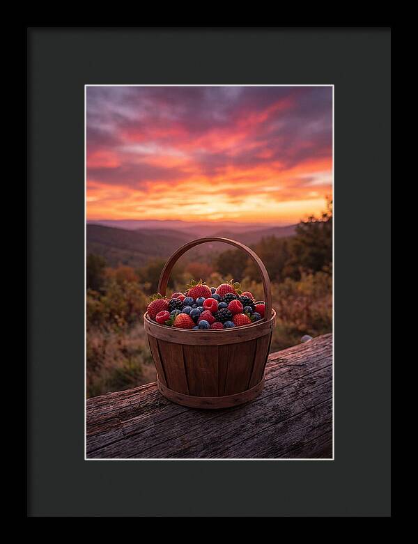 Fresh Berries In A Sunset Basket