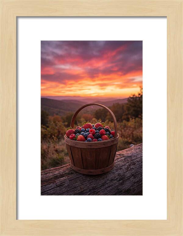 Fresh Berries In A Sunset Basket