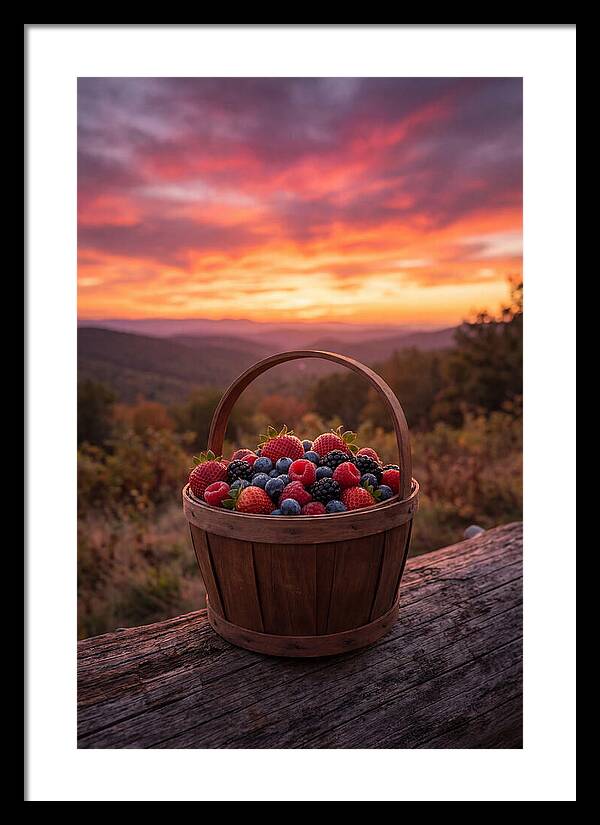 Fresh Berries In A Sunset Basket