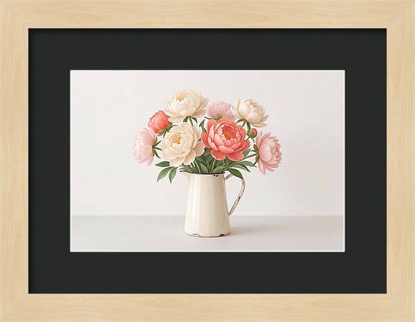 Fresh Cut Peonies In Vintage Pitcher