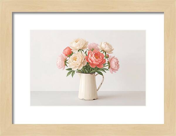 Fresh Cut Peonies In Vintage Pitcher