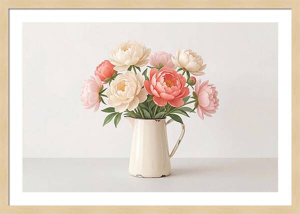 Fresh Cut Peonies In Vintage Pitcher