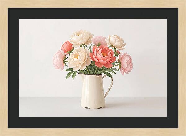 Fresh Cut Peonies In Vintage Pitcher