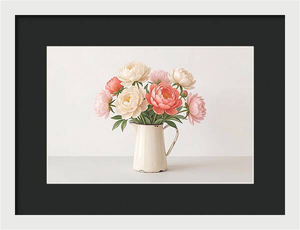 Fresh Cut Peonies In Vintage Pitcher