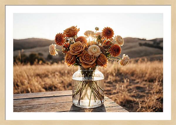 Fresh Flowers In Glass Vase