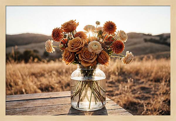 Fresh Flowers In Glass Vase