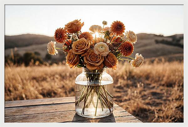 Fresh Flowers In Glass Vase