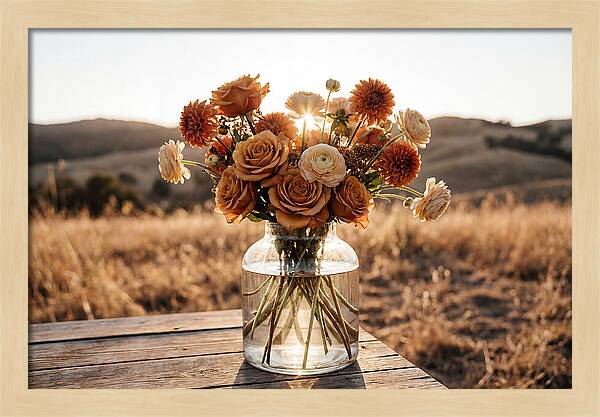 Fresh Flowers In Glass Vase