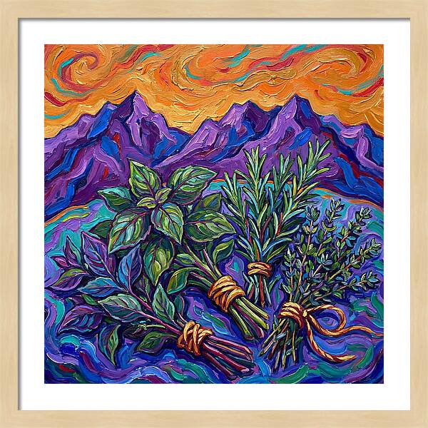 Fresh Herbs Against Majestic Mountains