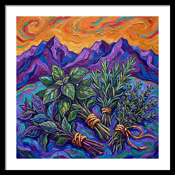 Fresh Herbs Against Majestic Mountains
