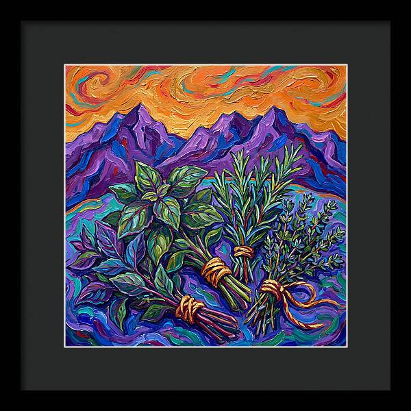 Fresh Herbs Against Majestic Mountains