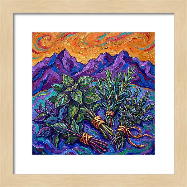 Fresh Herbs Against Majestic Mountains