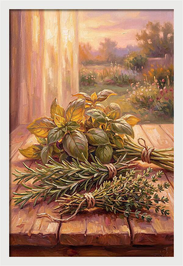 Fresh Herbs Bathed In Light