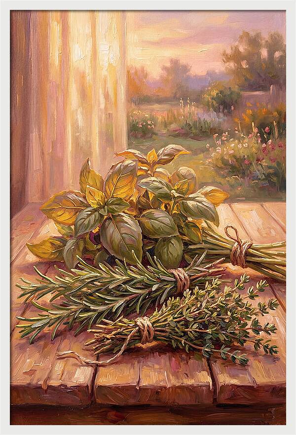 Fresh Herbs Bathed In Light