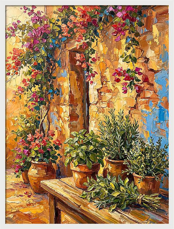 Fresh Herbs In A Mediterranean Garden