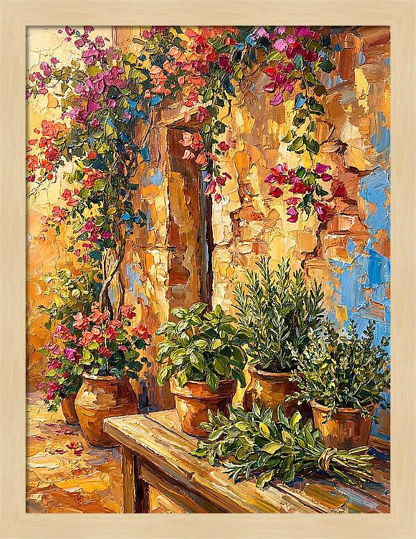 Fresh Herbs In A Mediterranean Garden